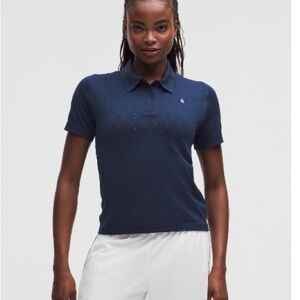 lululemon athletica Swiftly Diamond Polo Club Blue 12 NWT